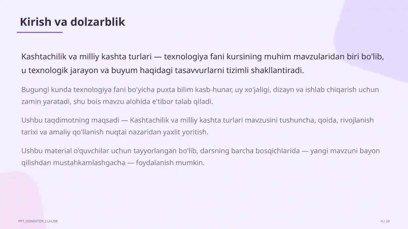 Kashtachilik va milliy kashta turlari (5-sinf) 4