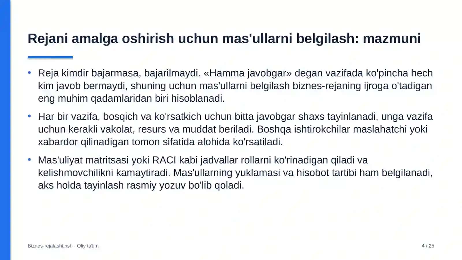 milliy terma jamoalarda rejani amalga oshirish uchun mas'ullarni belgilash 8100 4