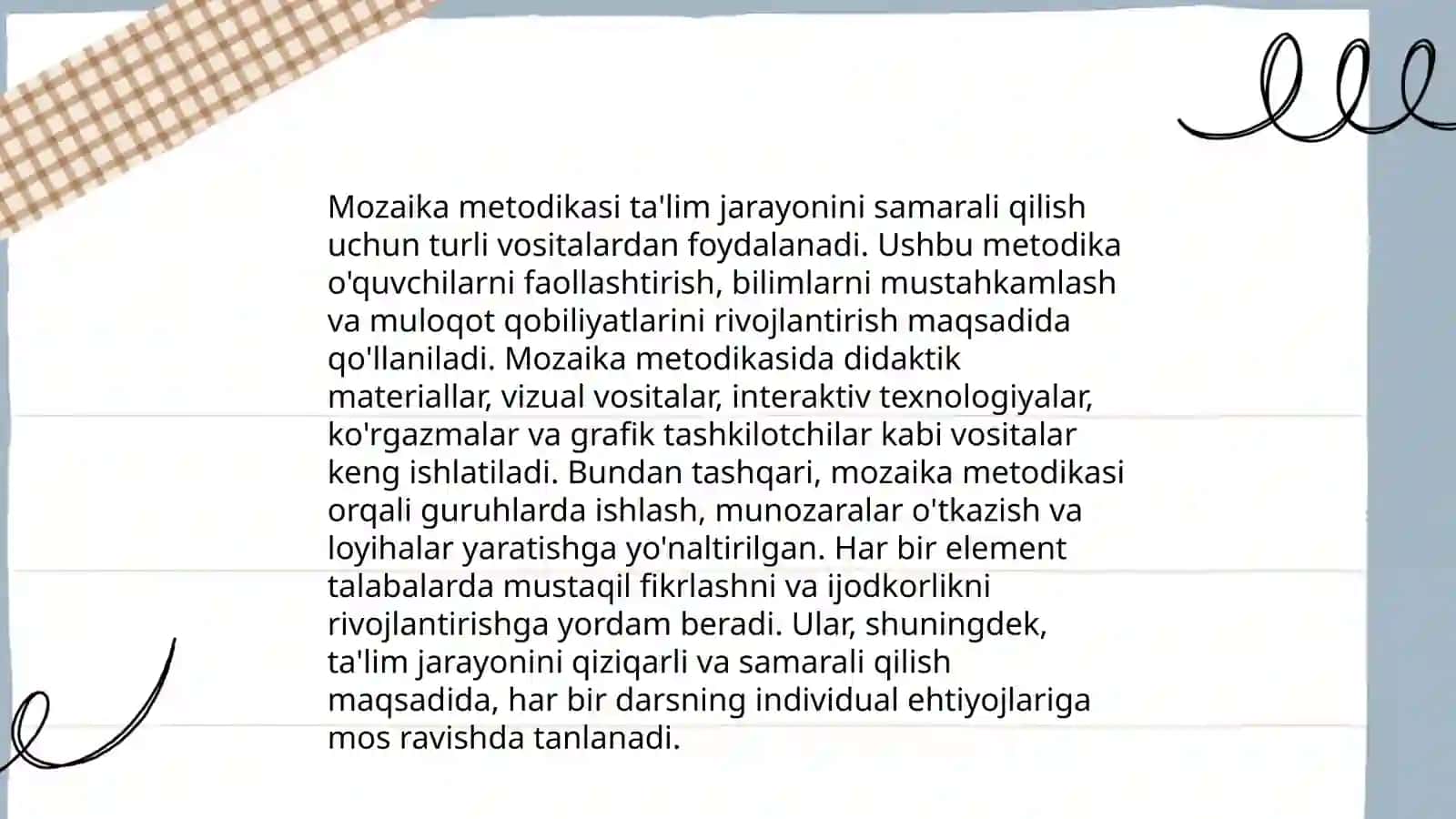 Mozaika usulida amaliy darslarni tashkil etish metodikasi 4