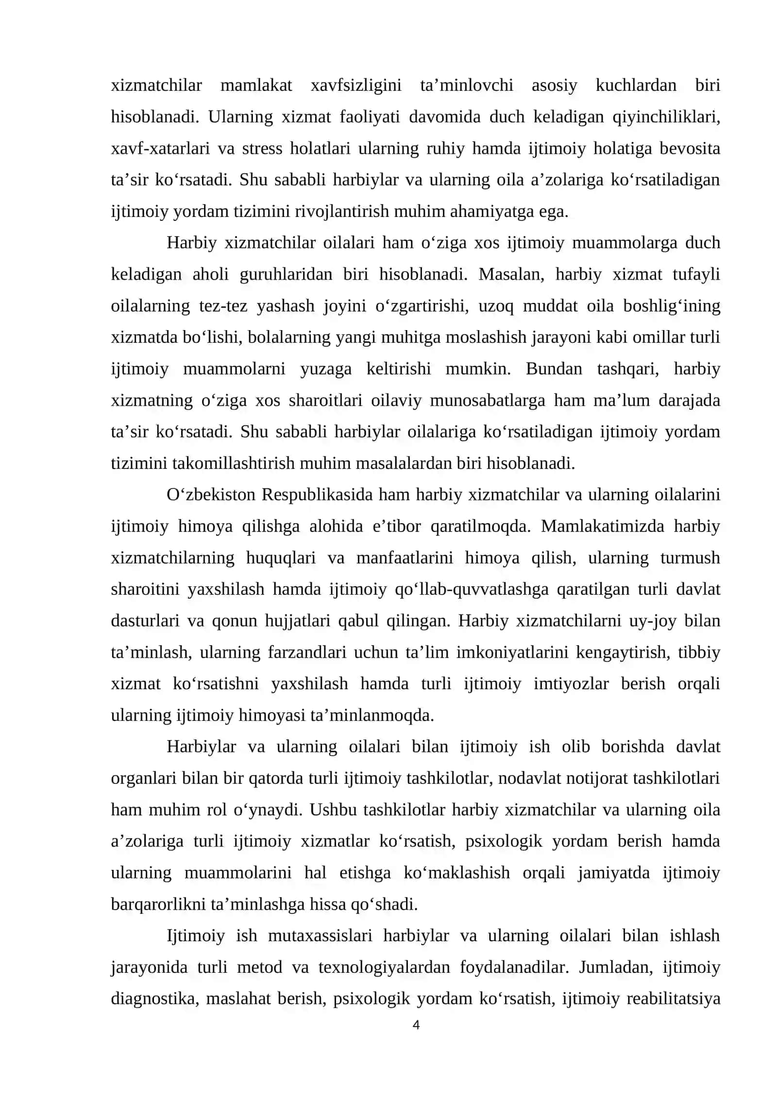 HARBIYLAR VA ULARNING OILALARI BILAN IJTIMOIY ISH 4