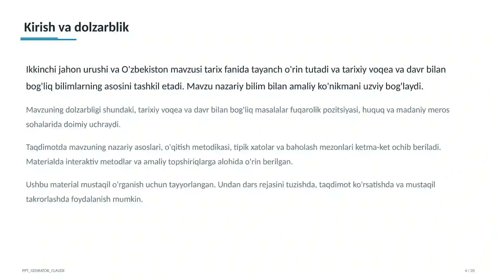 Ikkinchi jahon urushi va O'zbekiston (10-sinf) 4