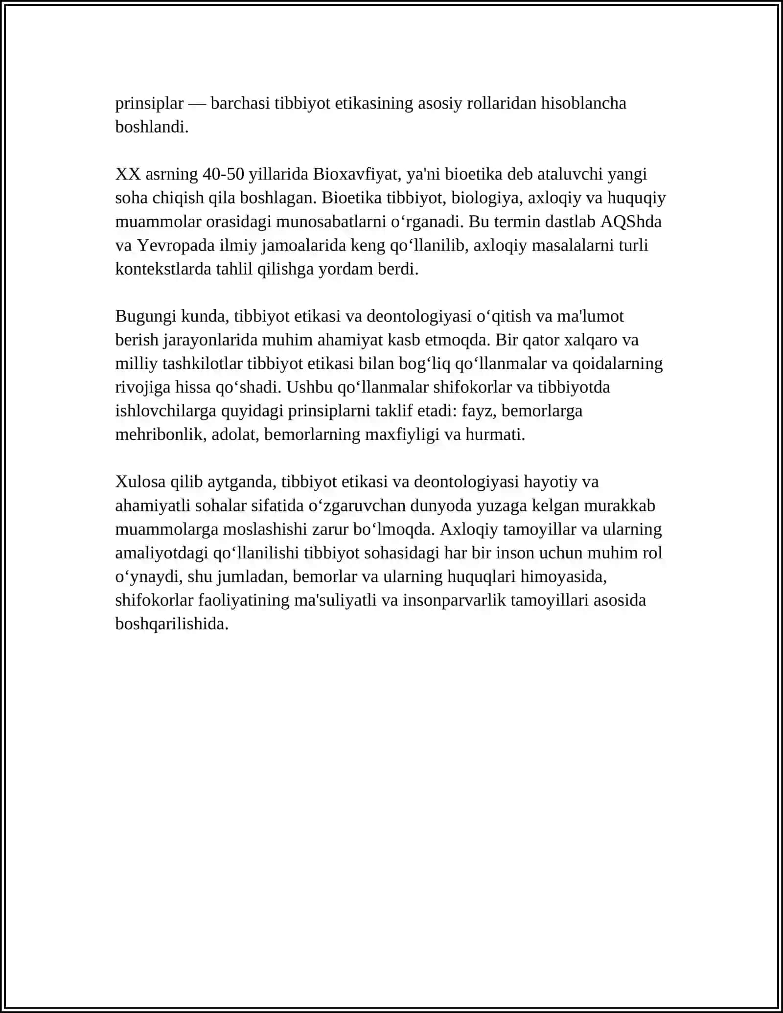 TIBBIYOT ETIKASI VA DEONTOLOGIYASI 4