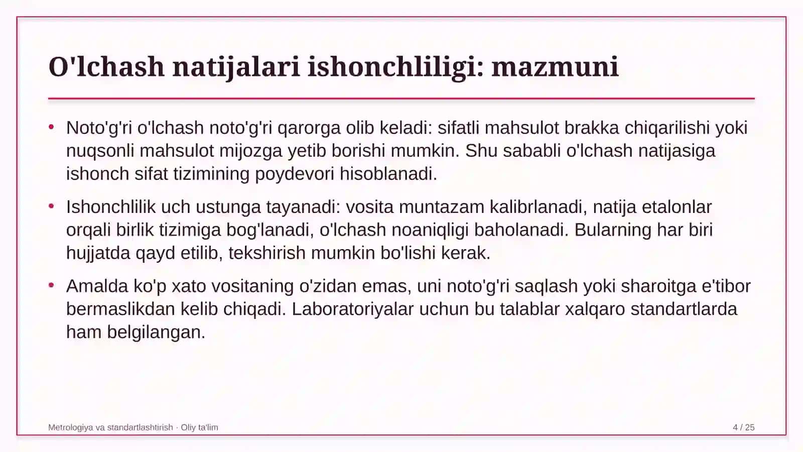 nashriyotlarda o'lchash natijalarining ishonchliligini ta'minlash 4386 4