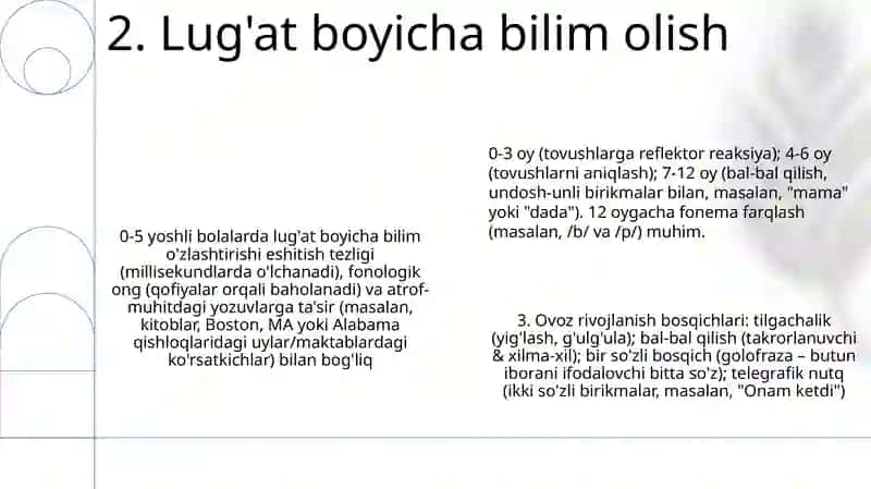 Bolalar eshituv qobiliyati (slux) va ovozini rivojlantirishning o'ziga xos xususiyatlari 4