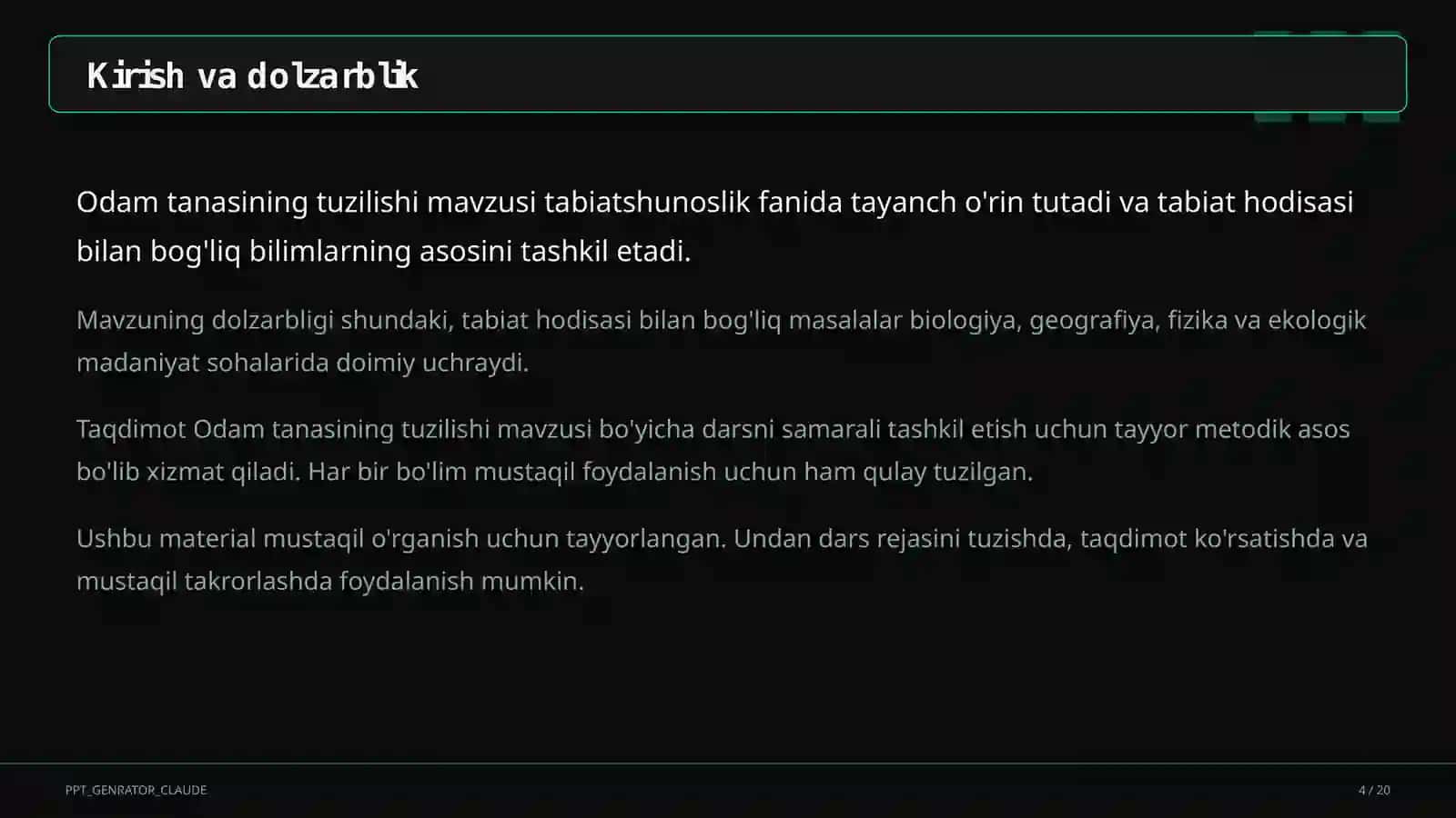 Odamlar tanasining tuzilishi (2-sinf) 4
