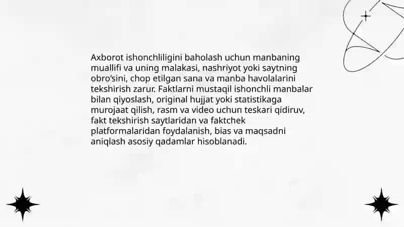Internetdagi axborot resurslar, Axborotli-psixologik ta’sir manbalari, Neyrolingvistik dasturlash tushunchasi va ularning inson hayotidagi ahamiayti, o‘rni, ta’sir oqibatlari haqida 4