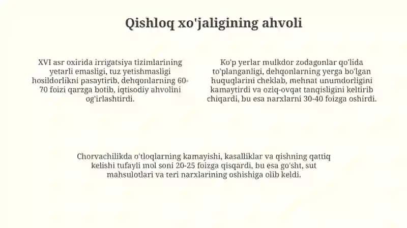 XVI asr oxirida iqtisodiy ahvol 4