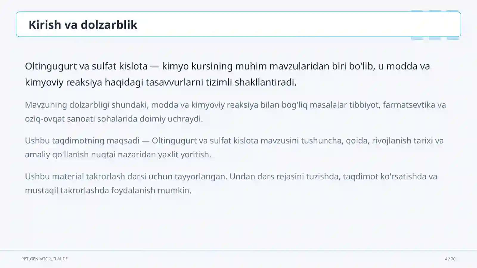 Oltingugurt va sulfat kislota (9-sinf) 4