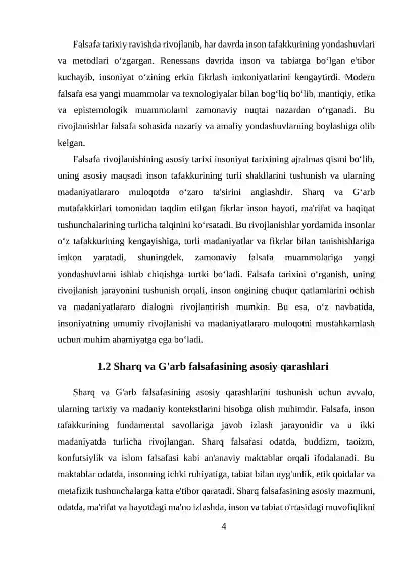 Falsafa tushunchasi va tarixiy rivojlanishini o'rganish 4