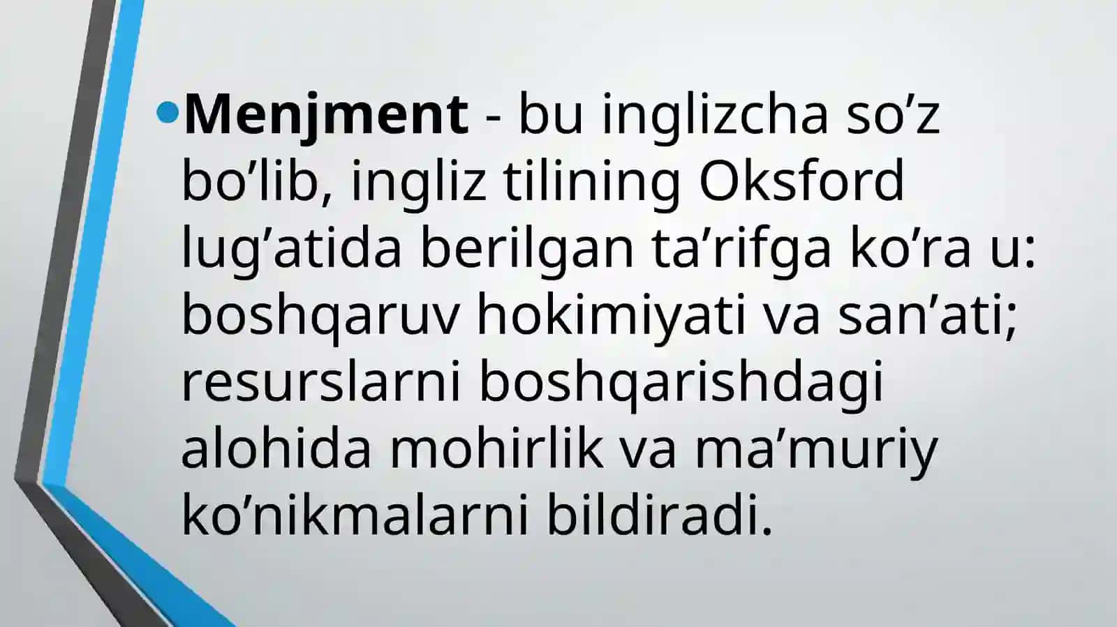 Mavzu: Menejment fanining mohiyati, vazifalari va mazmuni 4