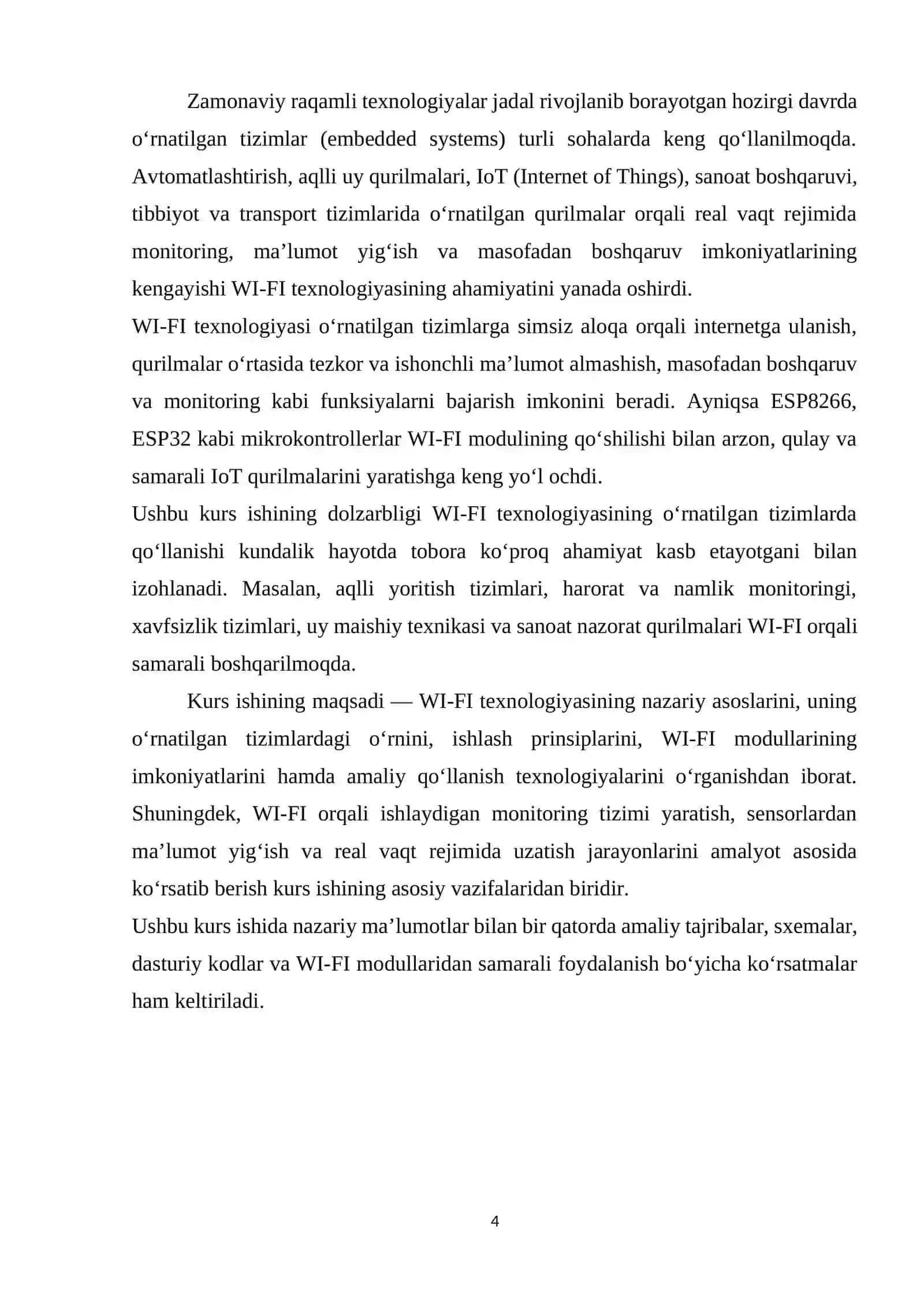 O'rnatilgan tizimlarda WI-FI texnologiyasi 4