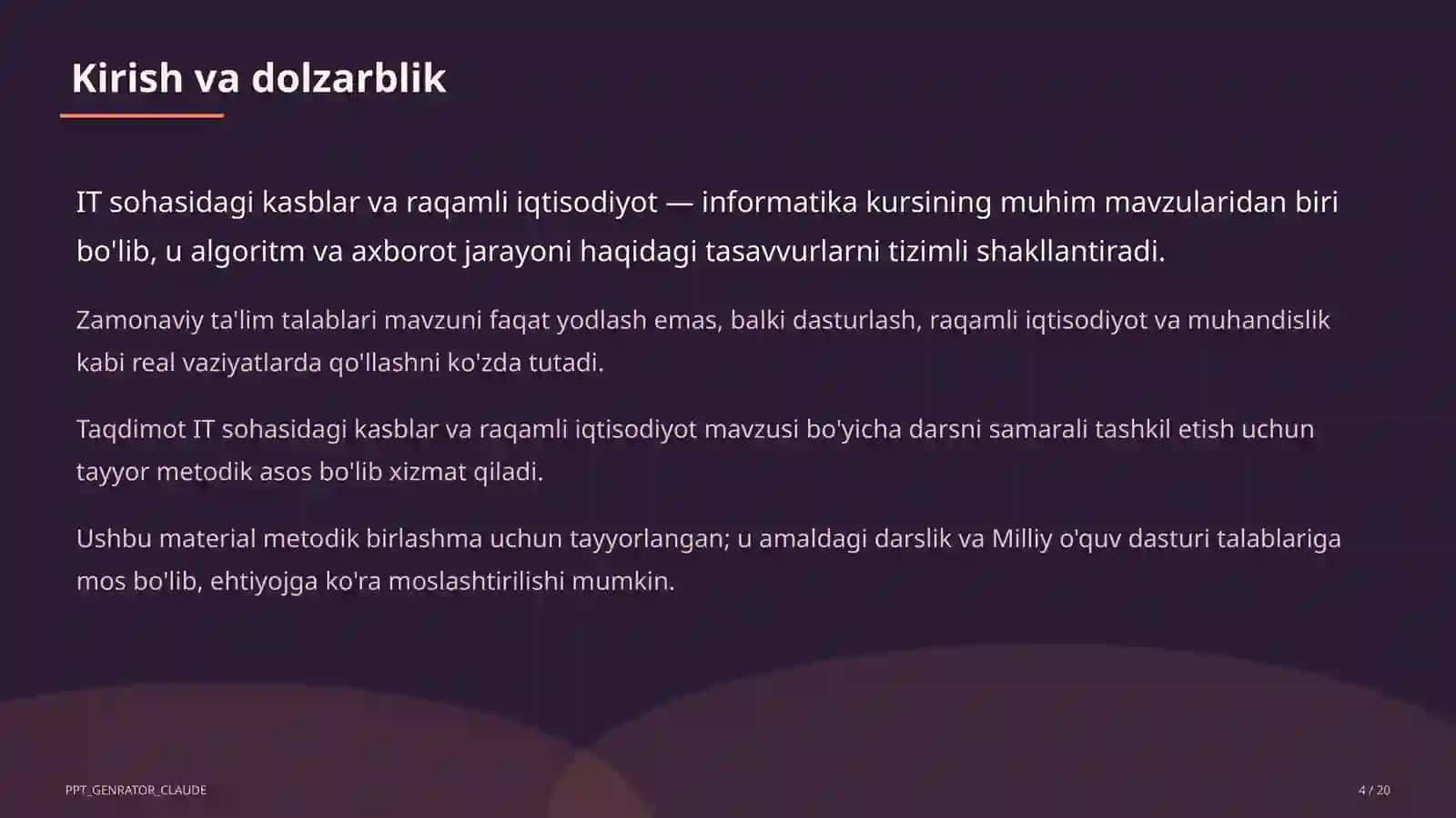 Informatika va axborot texnologiyalari (5–11) — metodik birlashma uchun 4