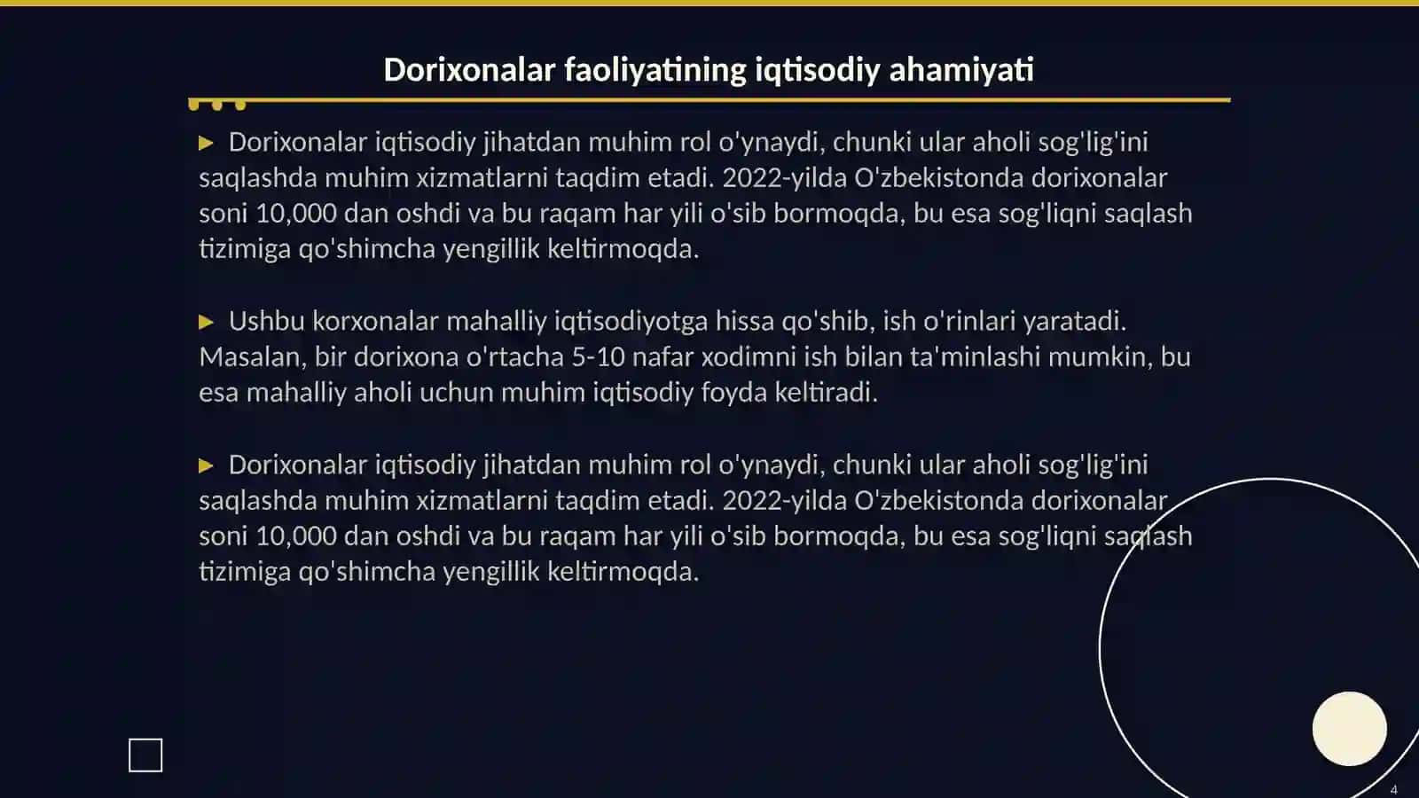 Kichik biznes korxonalarining faoliyat xususiyatlari(dorixona misolida) 4