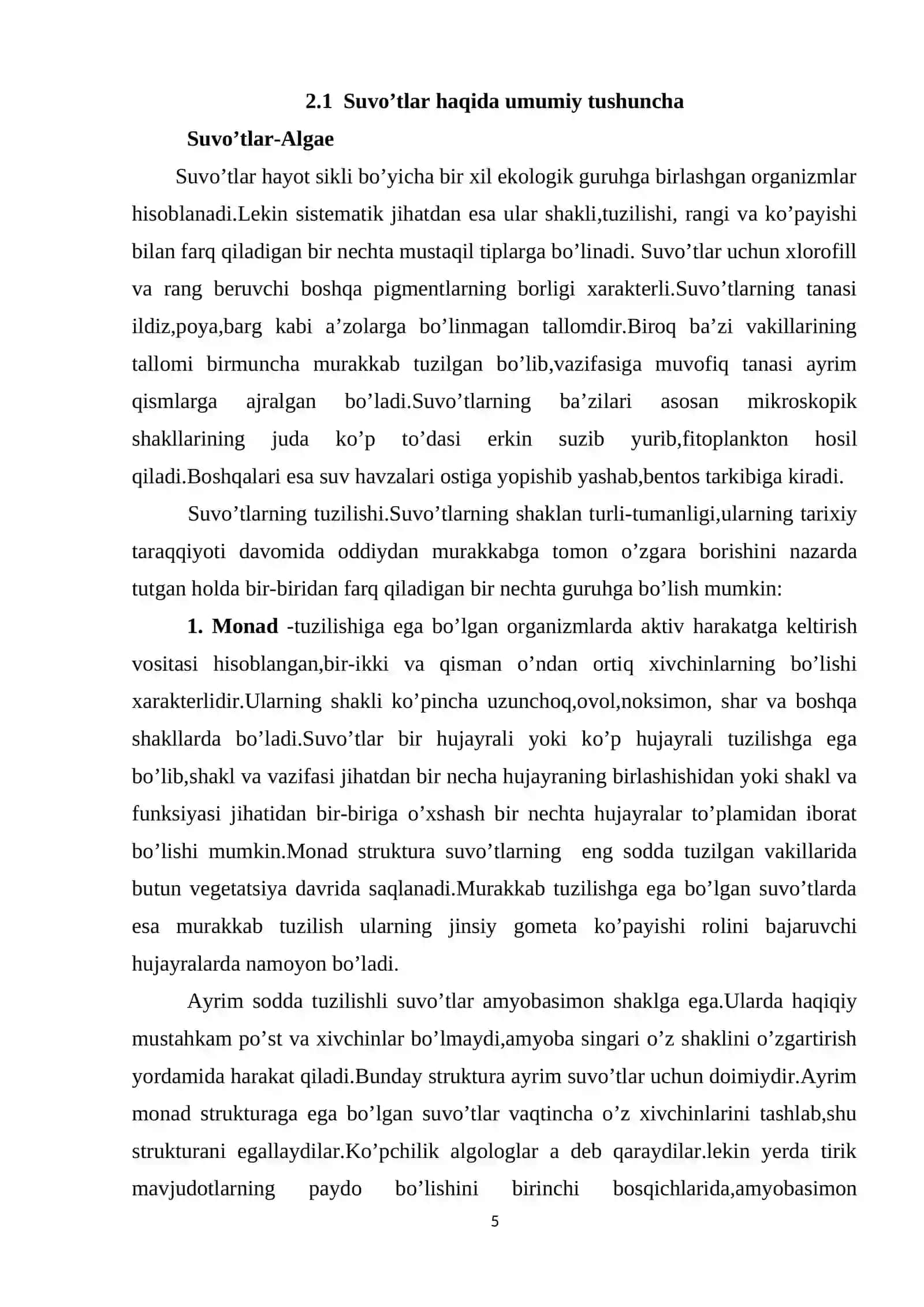 Yashil suvo’tlar haqida umumiy tushuncha 4