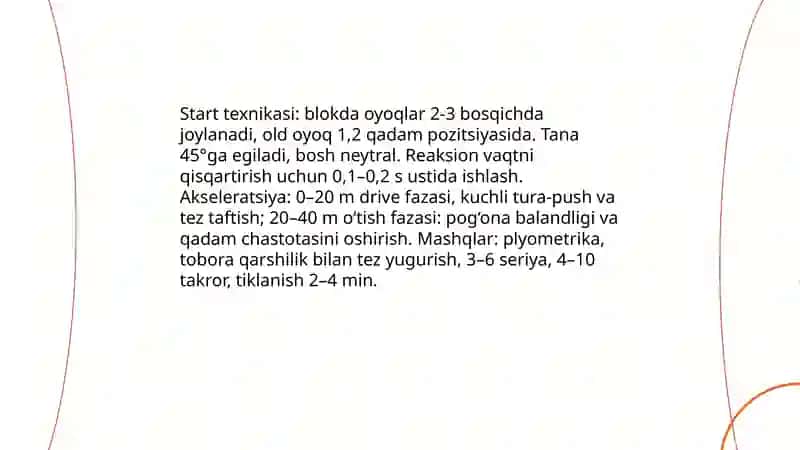 Yengil atletika. Tezkorlik jismoniy sifatini rivojlantirish 4