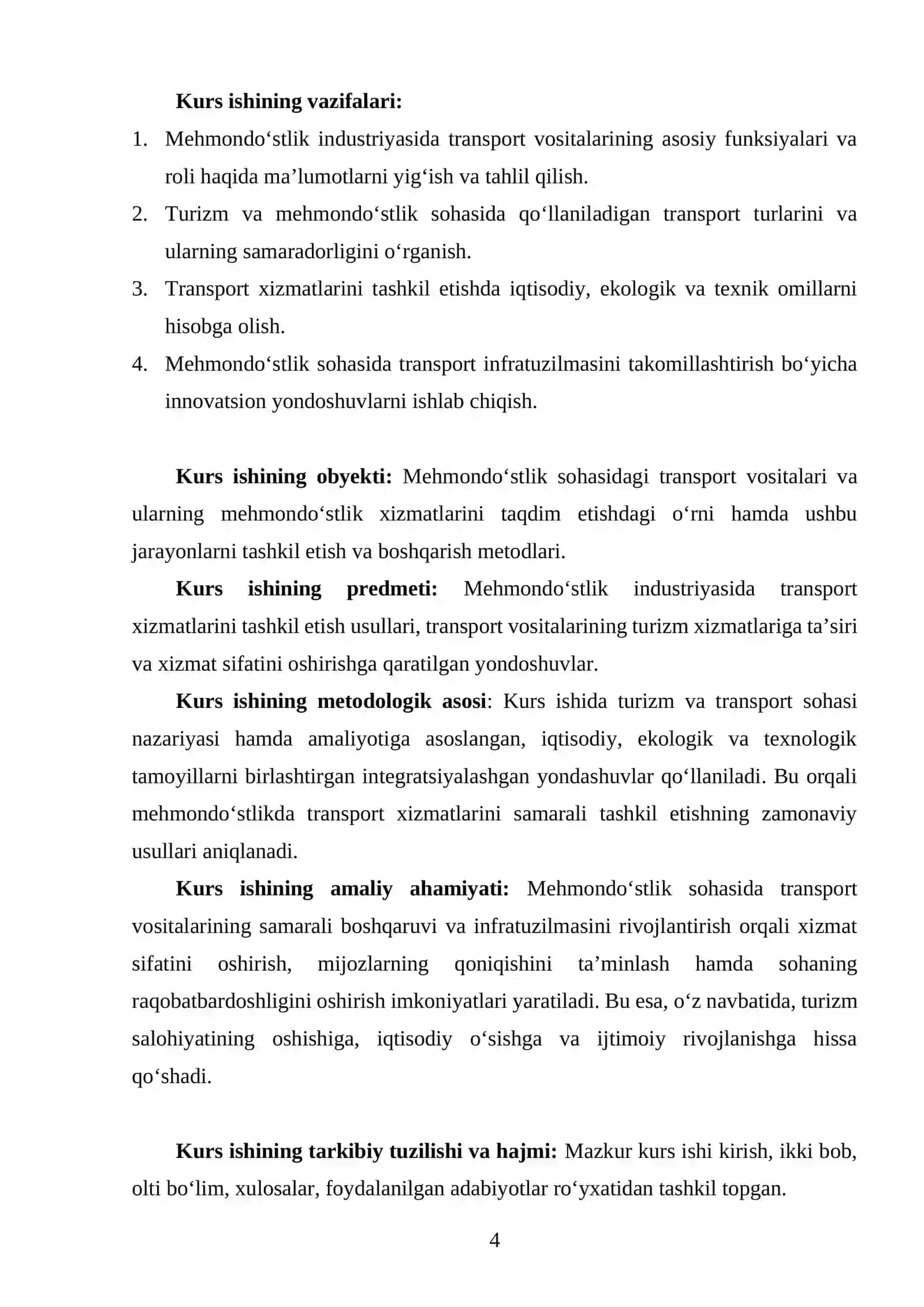 MEHMONDOʻSTLIK INDUSTRIYASIDA TRANSPORT VOSITALARINING OʻRNI VA AHAMIYATI 4