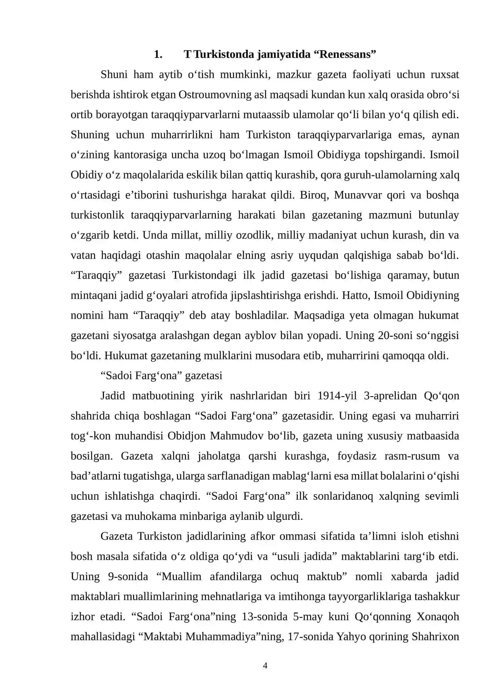 Turkiston jadidchilik harakati namoyandalari va ularning milliy uyg‘onishdagi o‘rni 4