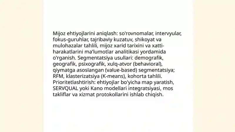 Xizmat ko'rsatish sifati va uni boshqarish yo'llari 4