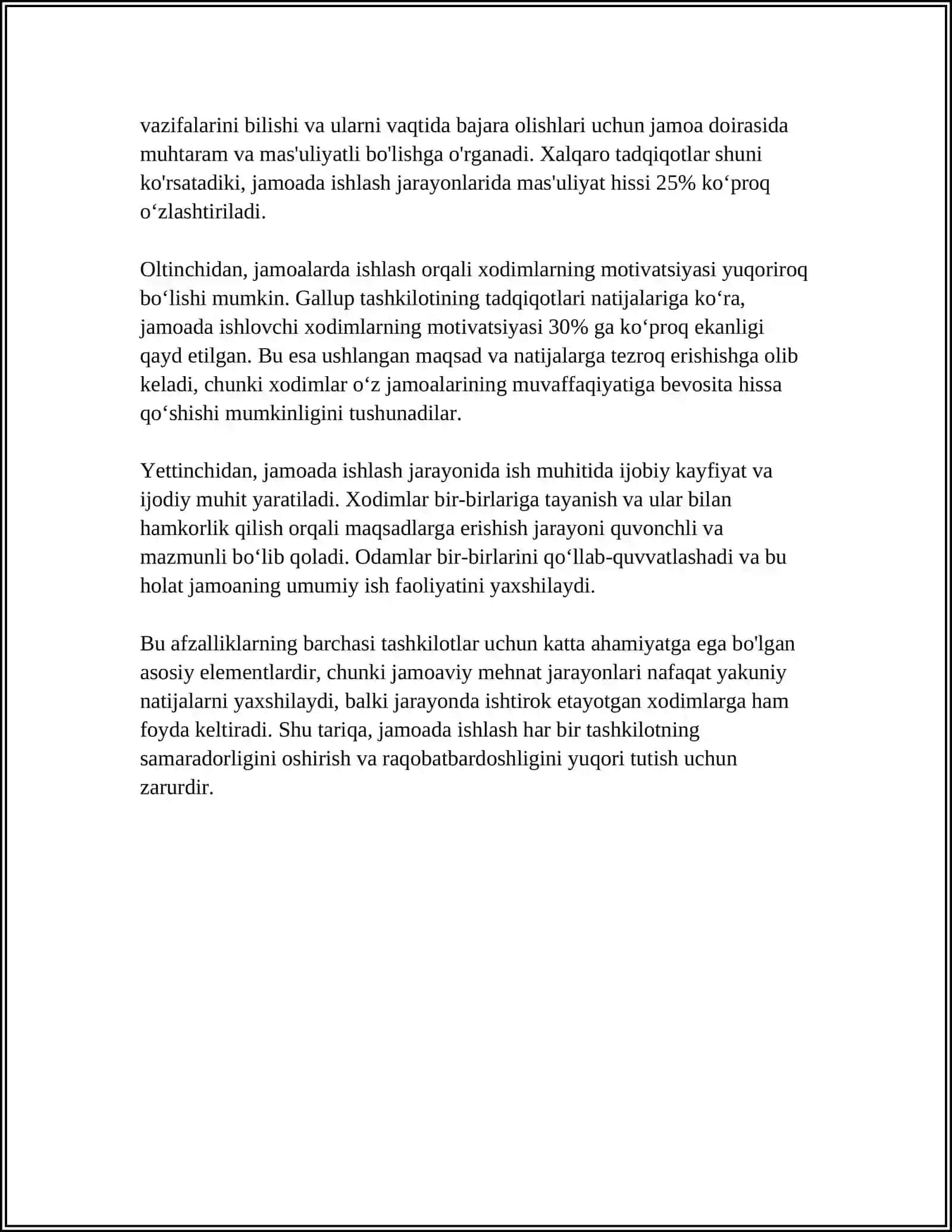 Jamoada ishlashning afzalliklari 4