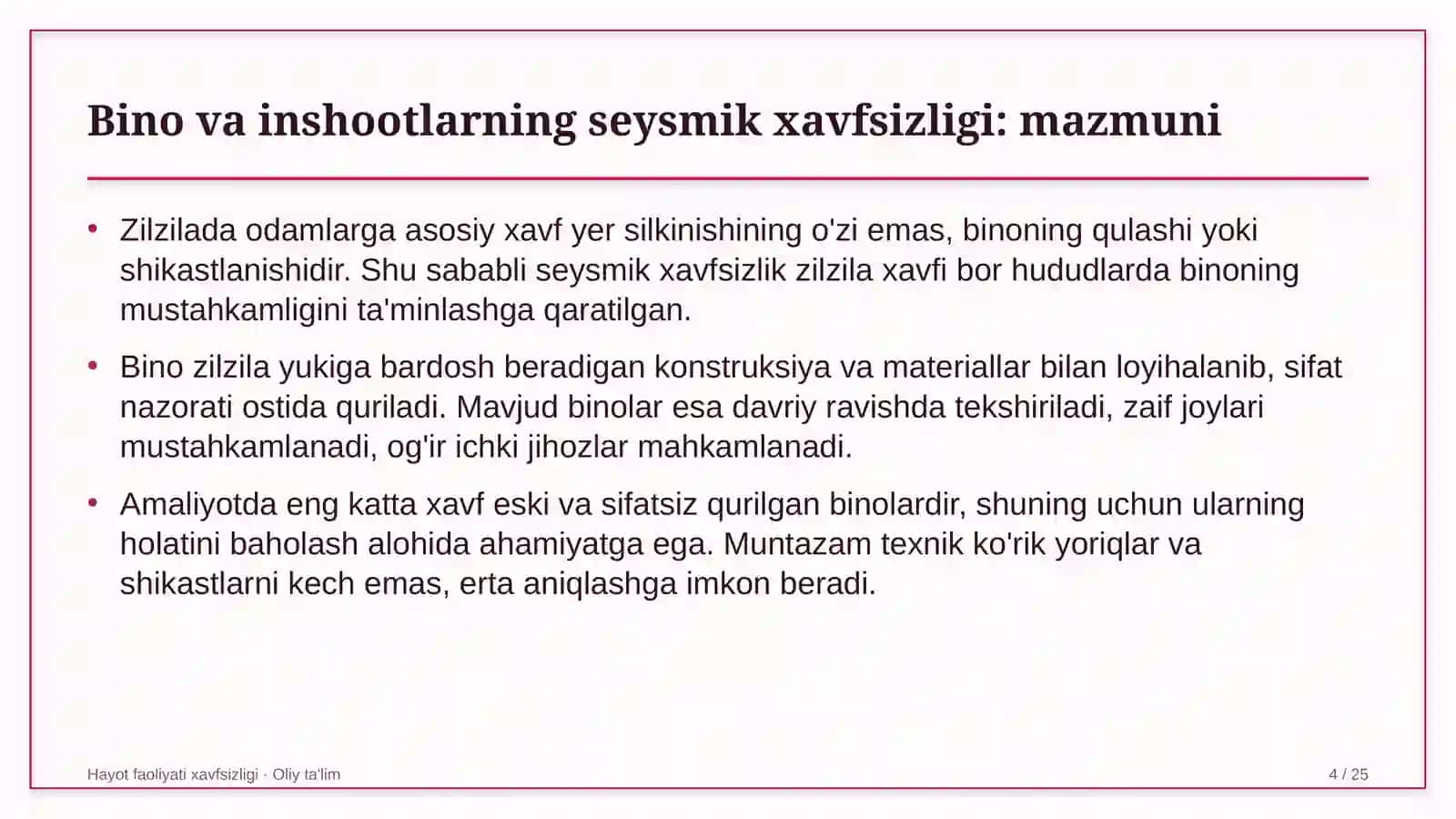Lizing kompaniyalarida bino va inshootlarning seysmik xavfsizligi 4