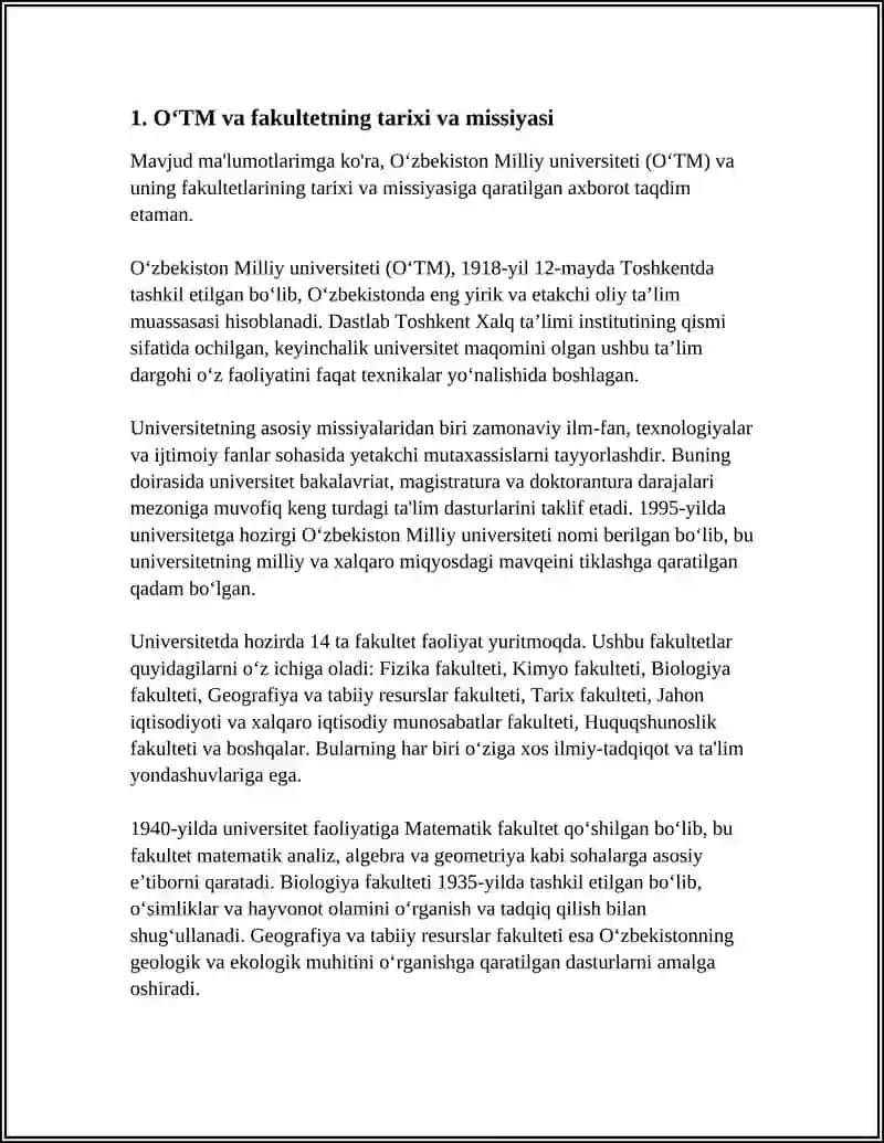 O‘ZBEKISTON RESPUBLIKASI OLIY TA’LIM FAN VA INNOVATSIYA VAZIRLIGI TOSHKENT DAVLAT TEXNIKA UNIVERSITETINING OLMALIQ FELYALI MUSTAQIL ISH 4