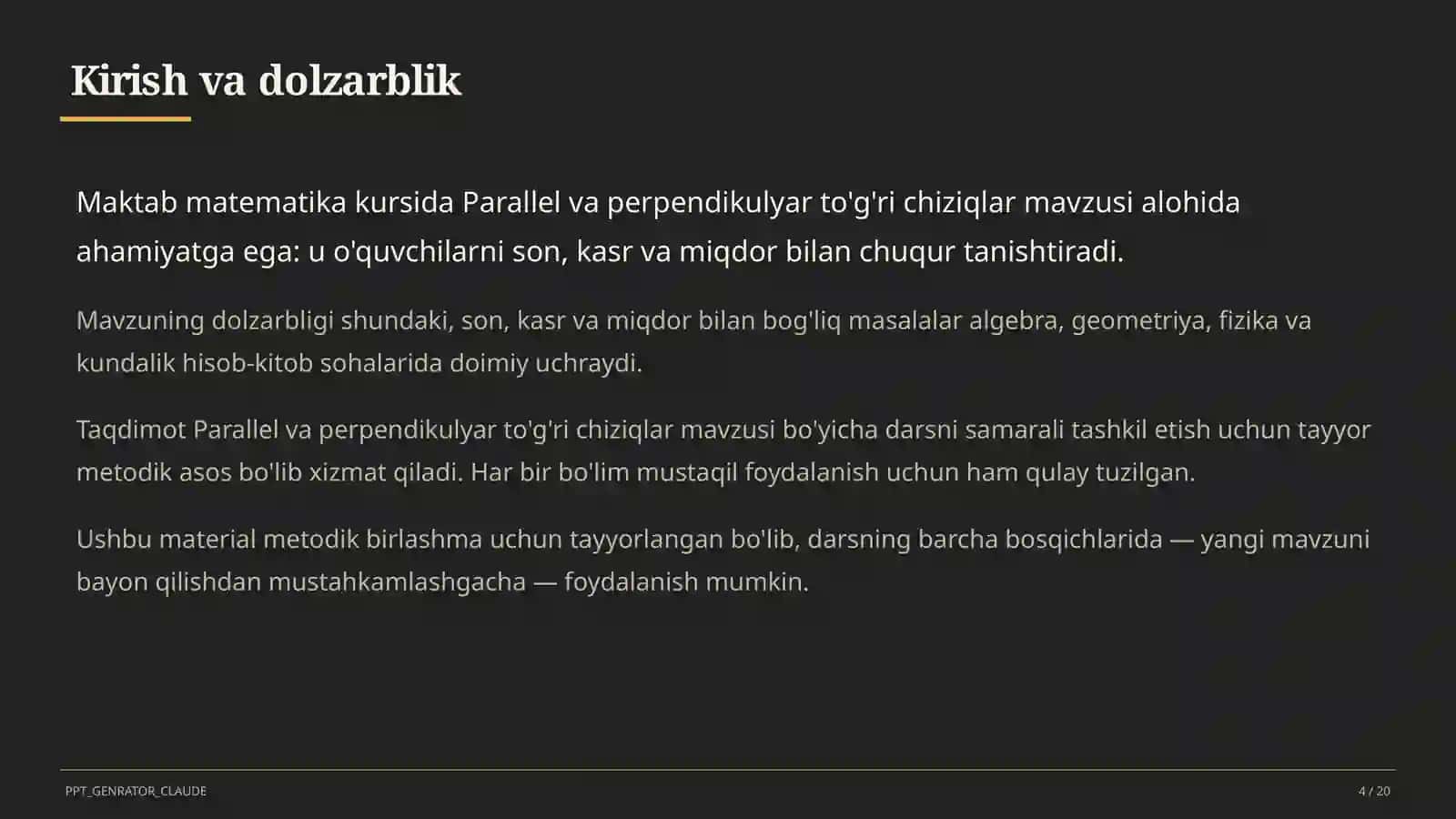 Parallel va perpendikulyar to'g'ri chiziqlar (6-sinf) 4