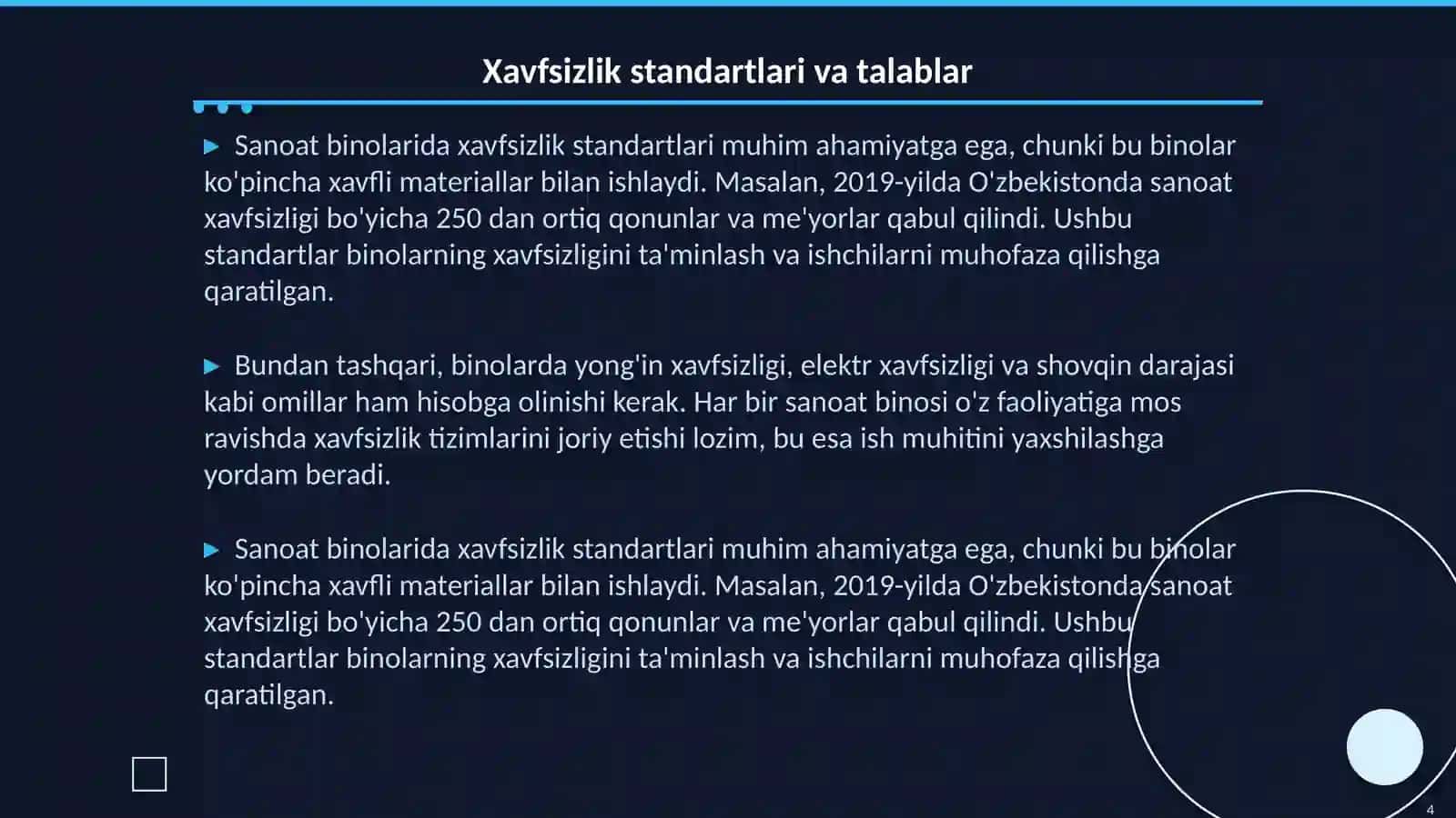 Sanoat binolariga qo’yiladigan asosiy talablar 4