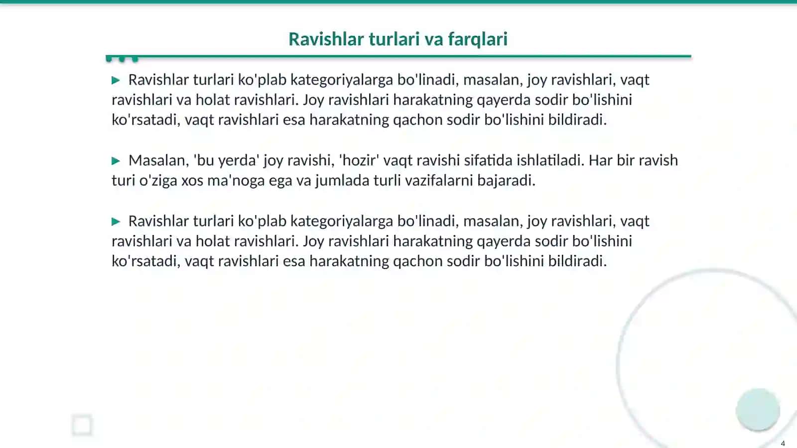 Ravish soʻz turkumi 4