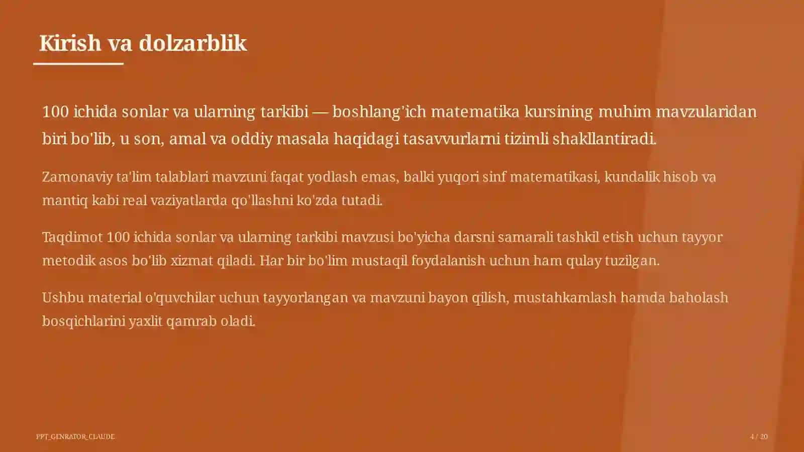 100 ichida sonlar va ularning tarkibi (2-sinf) 4
