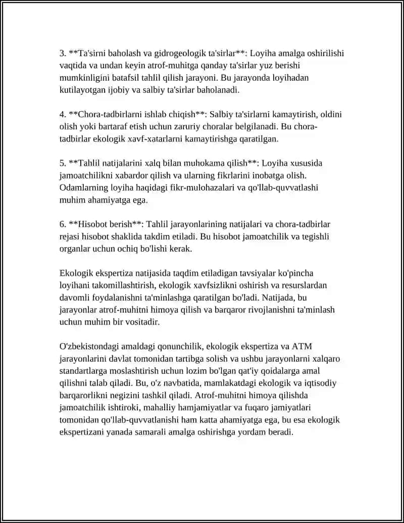 EKOLOGIYALIQ EKSPERTIZANI ATROF MUHITGA TA'SIRIN BOHALASH 4