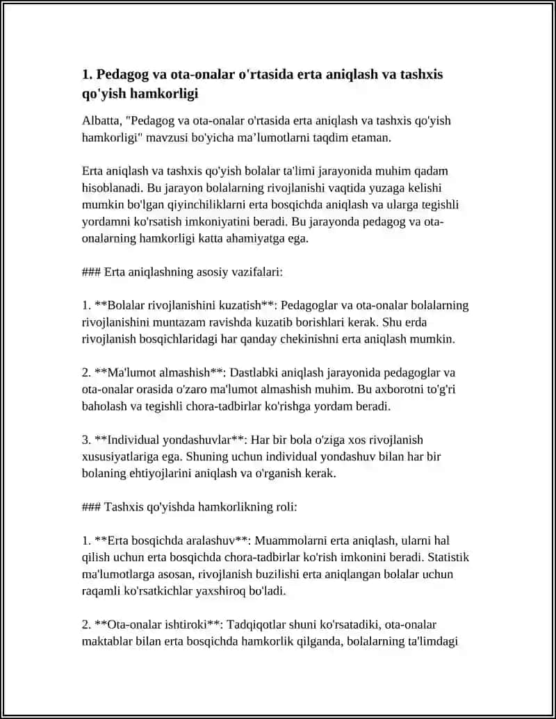 BOLALARDA NUTQ KAMCHILIKLARINI BARTARAF ETISH JARAYONIDA PEDOGOGLAR VA OTA-ONALARNING O'ZARO HAMKORLIGI 4