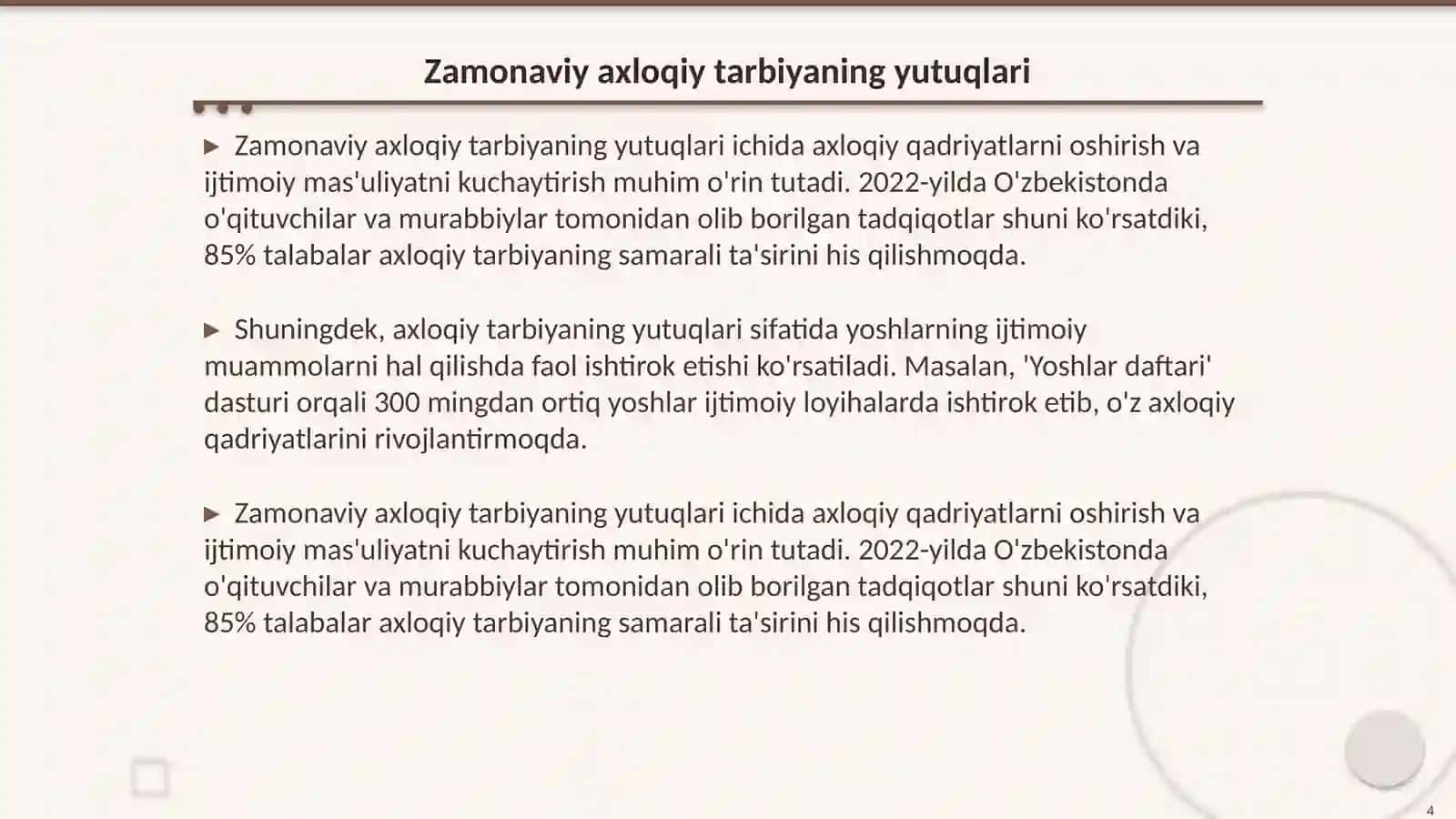 Zamonaviy axloqiy tarbiyaning yutuqlar va kamchiliklari 4