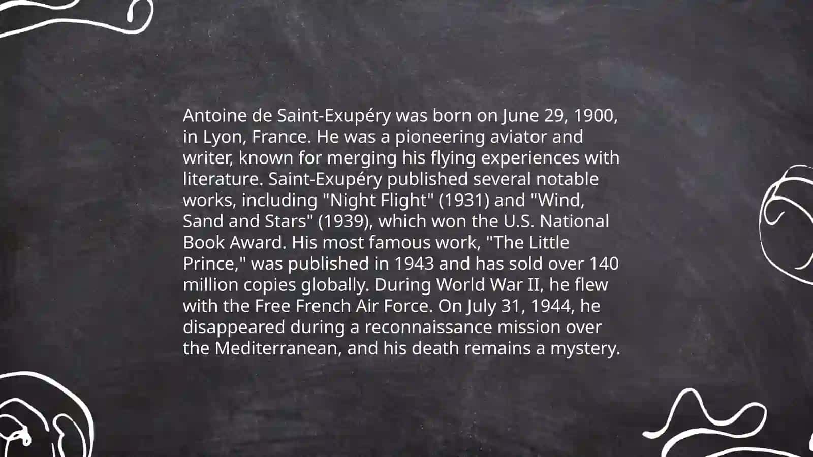 Atuant de Sent-Ekzyuperyning "The Little Prince" asariga 10 yoki 15 sahifadan iborat juda qiziqarli ingliz tilidagi slayd 4