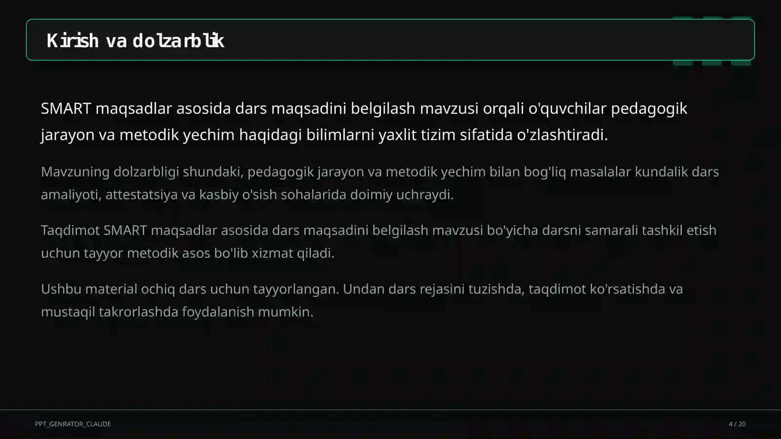 SMART maqsadlar asosida dars maqsadini belgilash 4