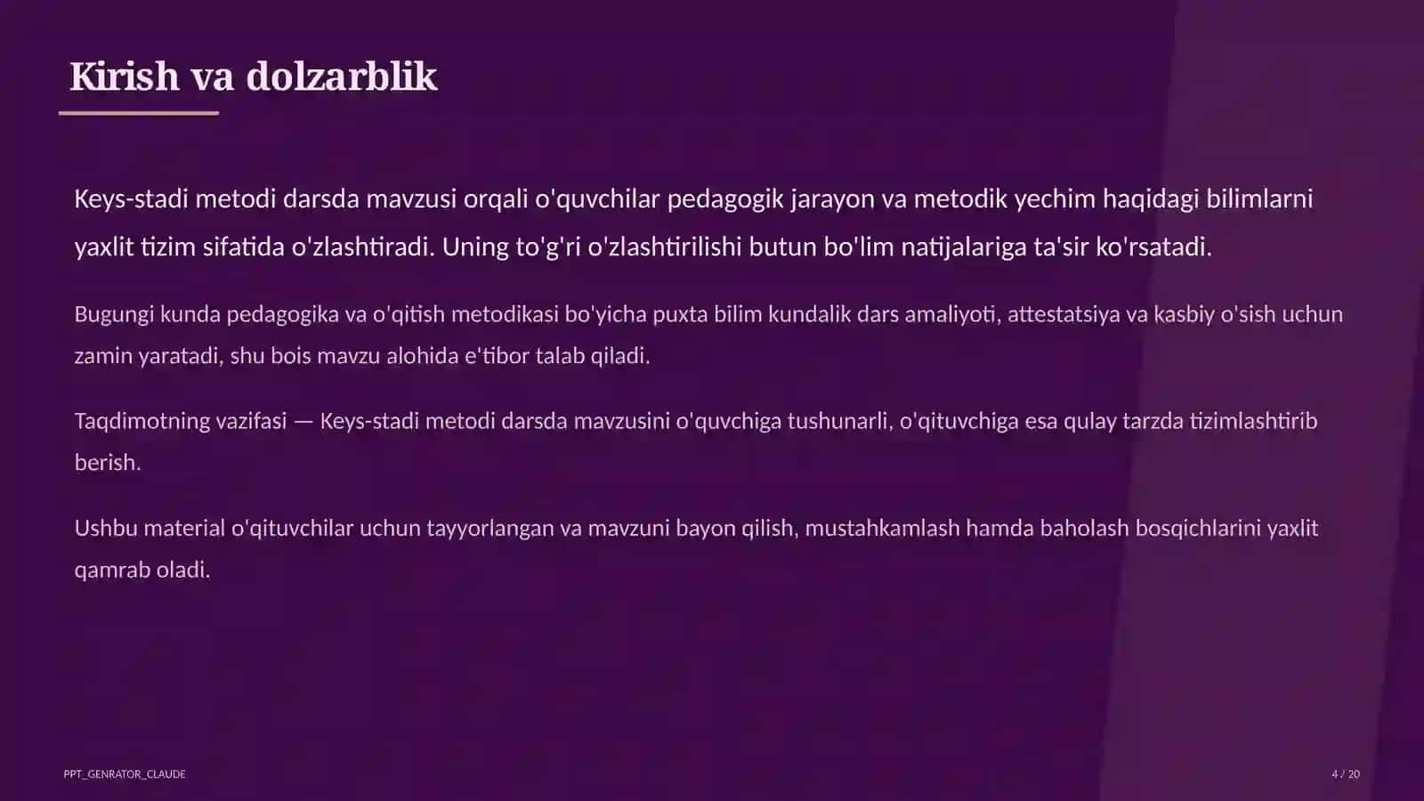 Keys-stadi metodi darsda 4
