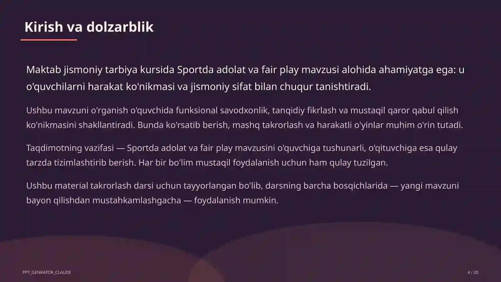 Sportda adolat va fair play (10-sinf) 4