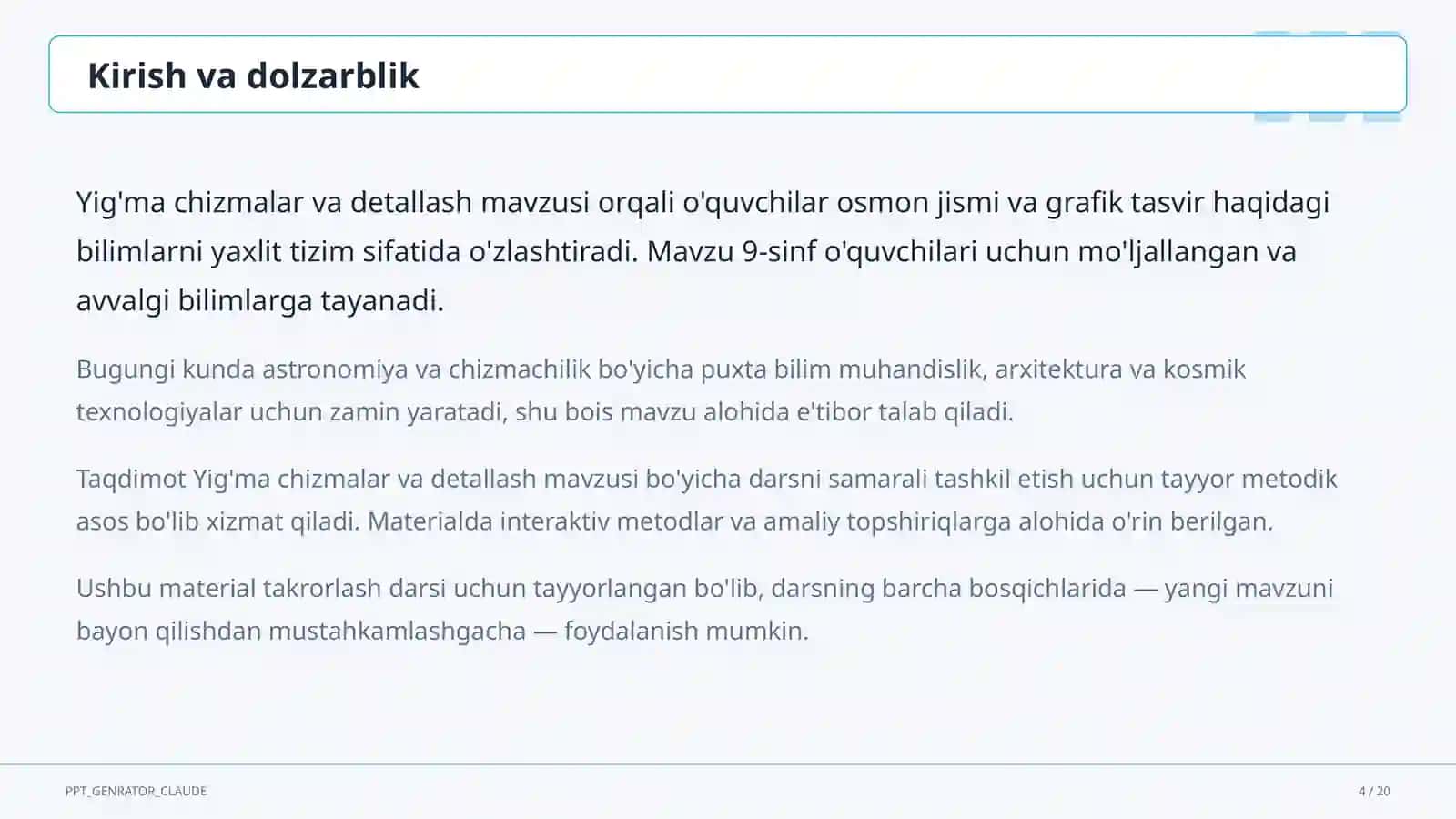 Yig'ma chizmalar va detallash (9-sinf) 4