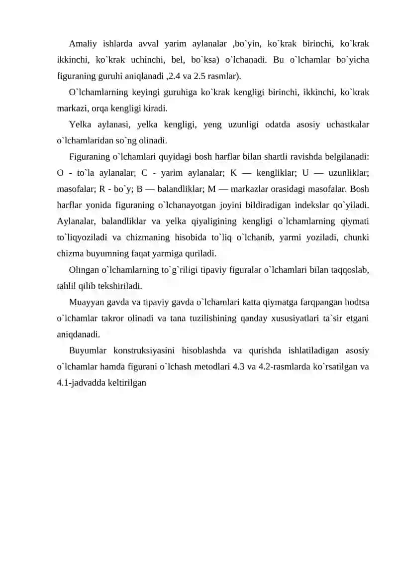 Tana o`lchamlari turlari 4