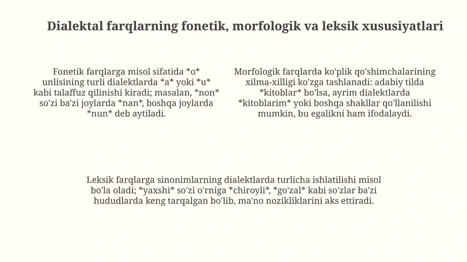 O‘zbek shevalarining o‘rganilishi (O'zbek dialects study) 4