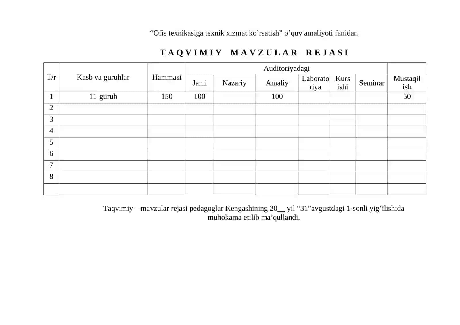 OFIS TEXNIKASIGA TEXNIK XIZMAT KO`RSATISH O`QUV AMALIYOTI 4