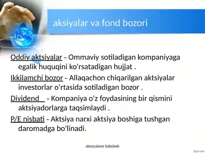 Aksiyalarning baholanishiva xususiyatlari 4