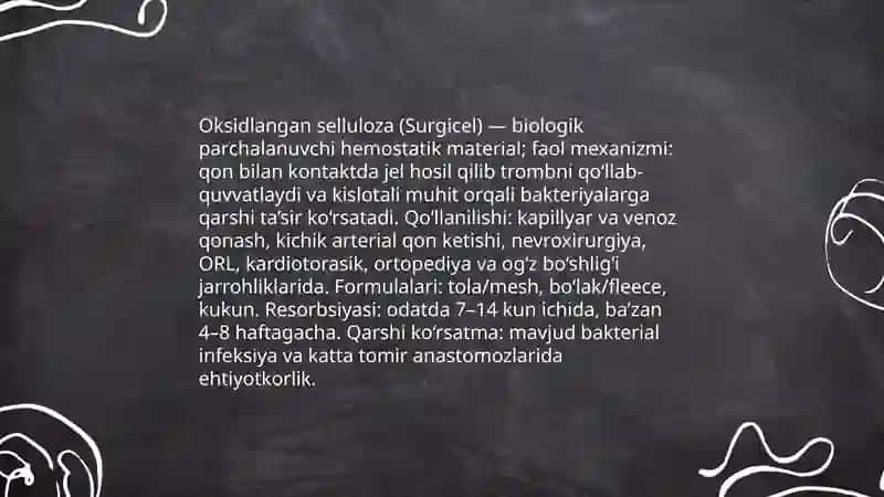 Mahalliy gemostaz uchun zamonaviy dori vositalari 4