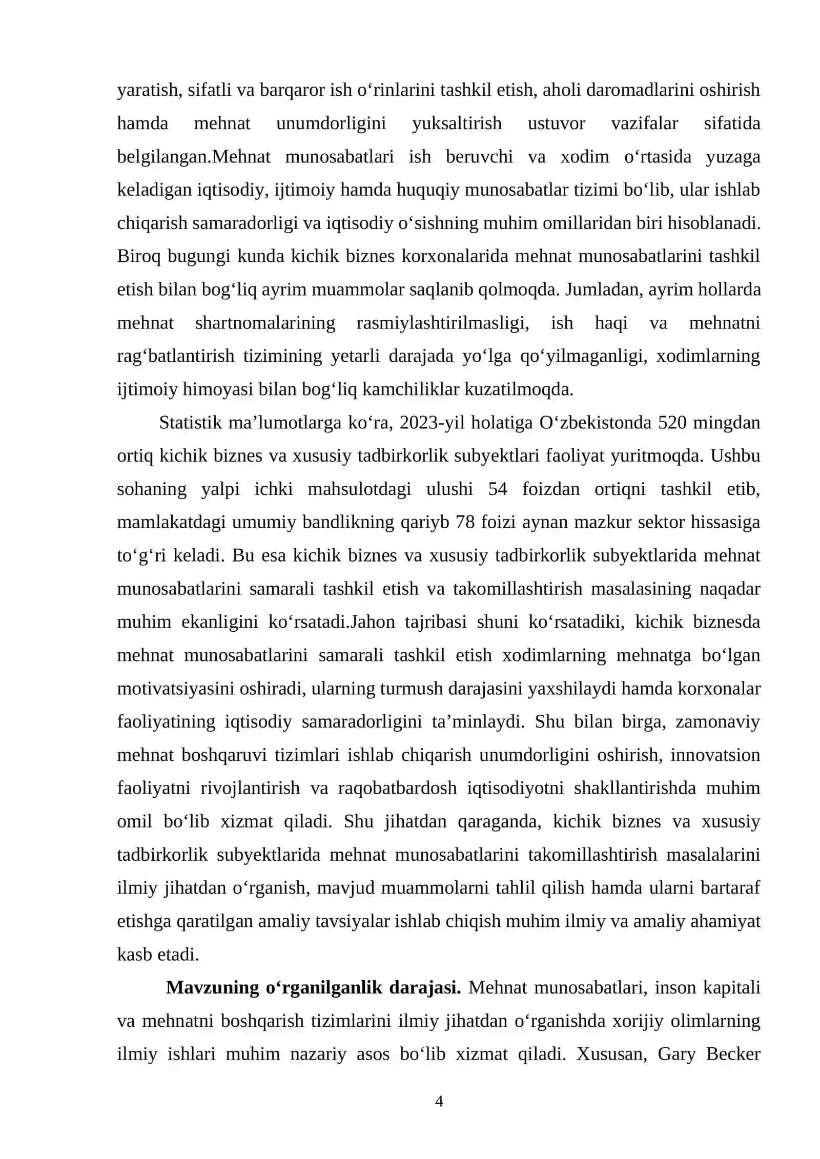 Kichik biznes va xususiy tadbirkorlikni rivojlantirishda mehnat munosabatlarini takomillashtirish 4