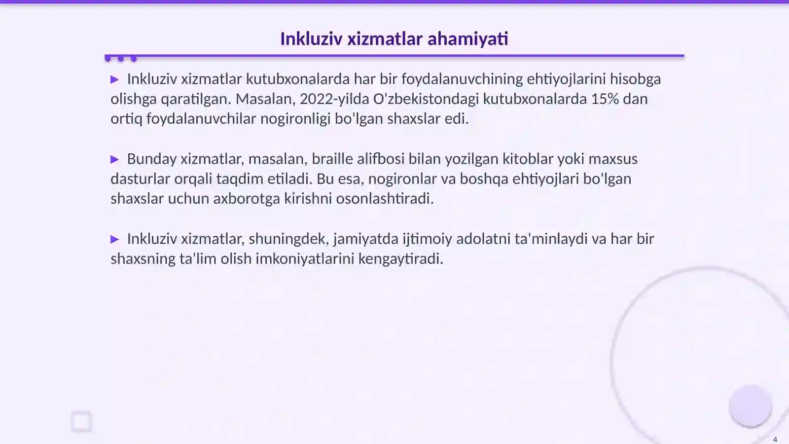 Inclusive kutubxona muhitini yaratish va xizmat sifatini oshirish yo'llari 4