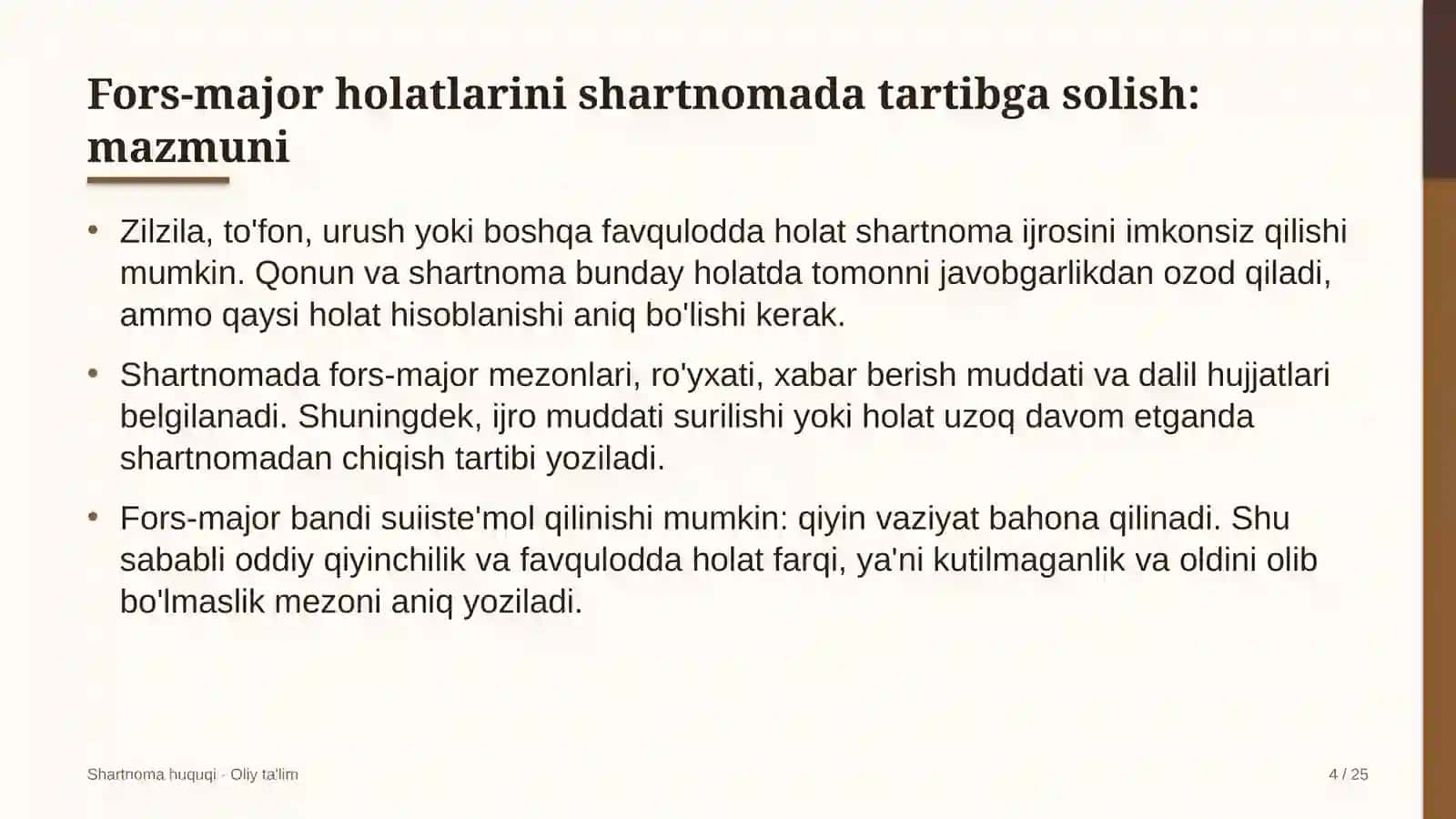 brending agentliklarida fors major holatlarini shartnomada tartibga solish 1957 4