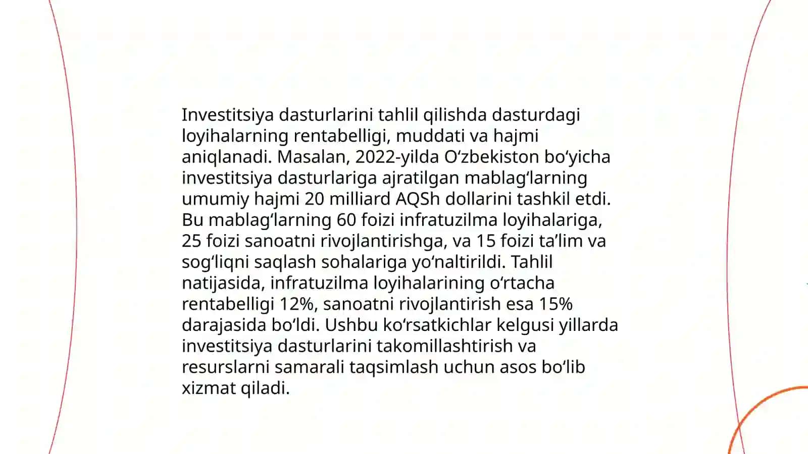Investitsion loyihalarni qo'llab quvvatlash 4