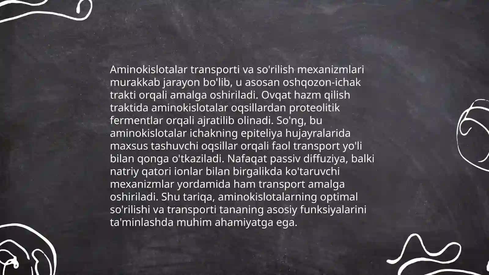 Oziq moddalar (oqsillar,yogʻlar,uglevodlar,mineral tuzlar)ning qonga soʻrilish mexanizmlari 4