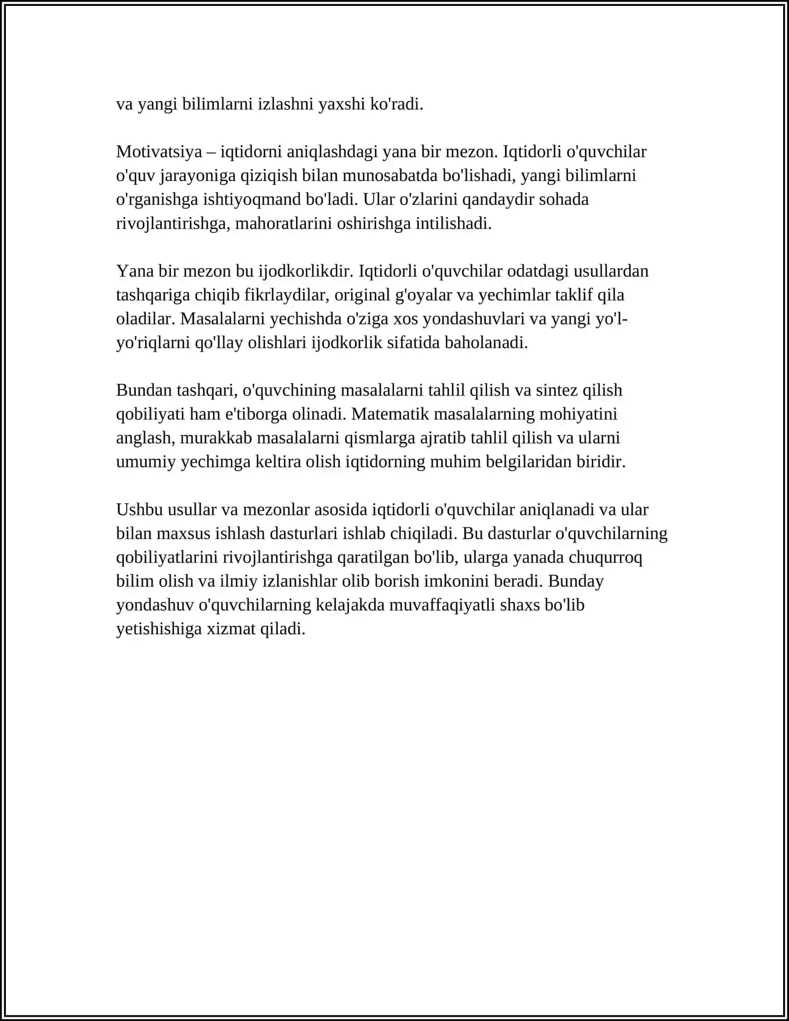 BOSHLANG'ICH SINF MATEMATIKA DARSLARIDA IDTIDORLI O'QUVCHLAR BILAN ISHLASH 4