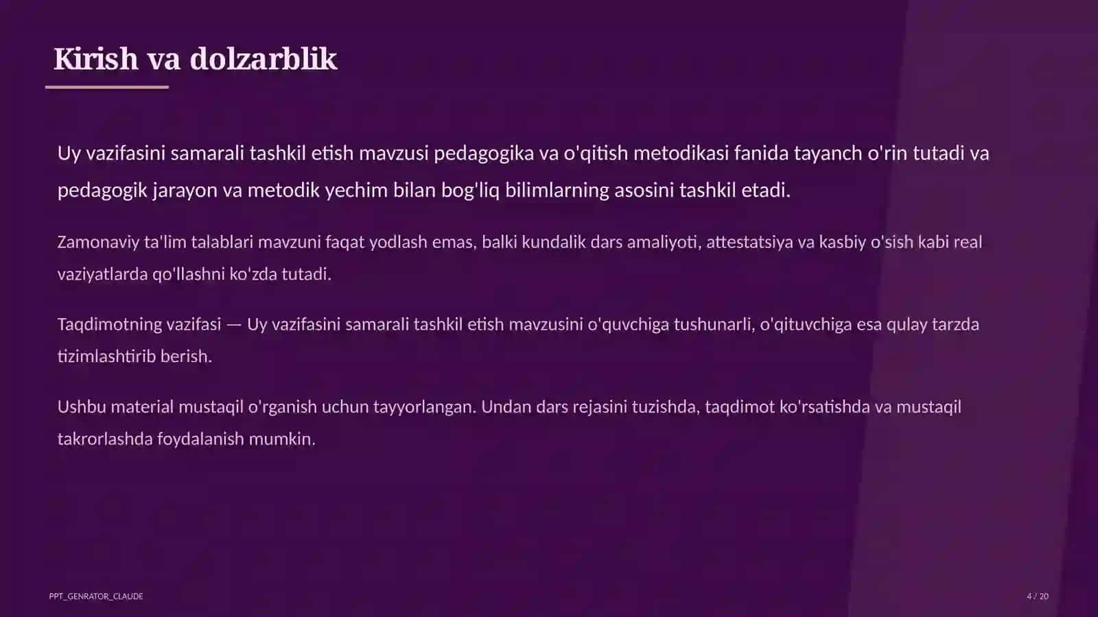 Dars rejasi 4