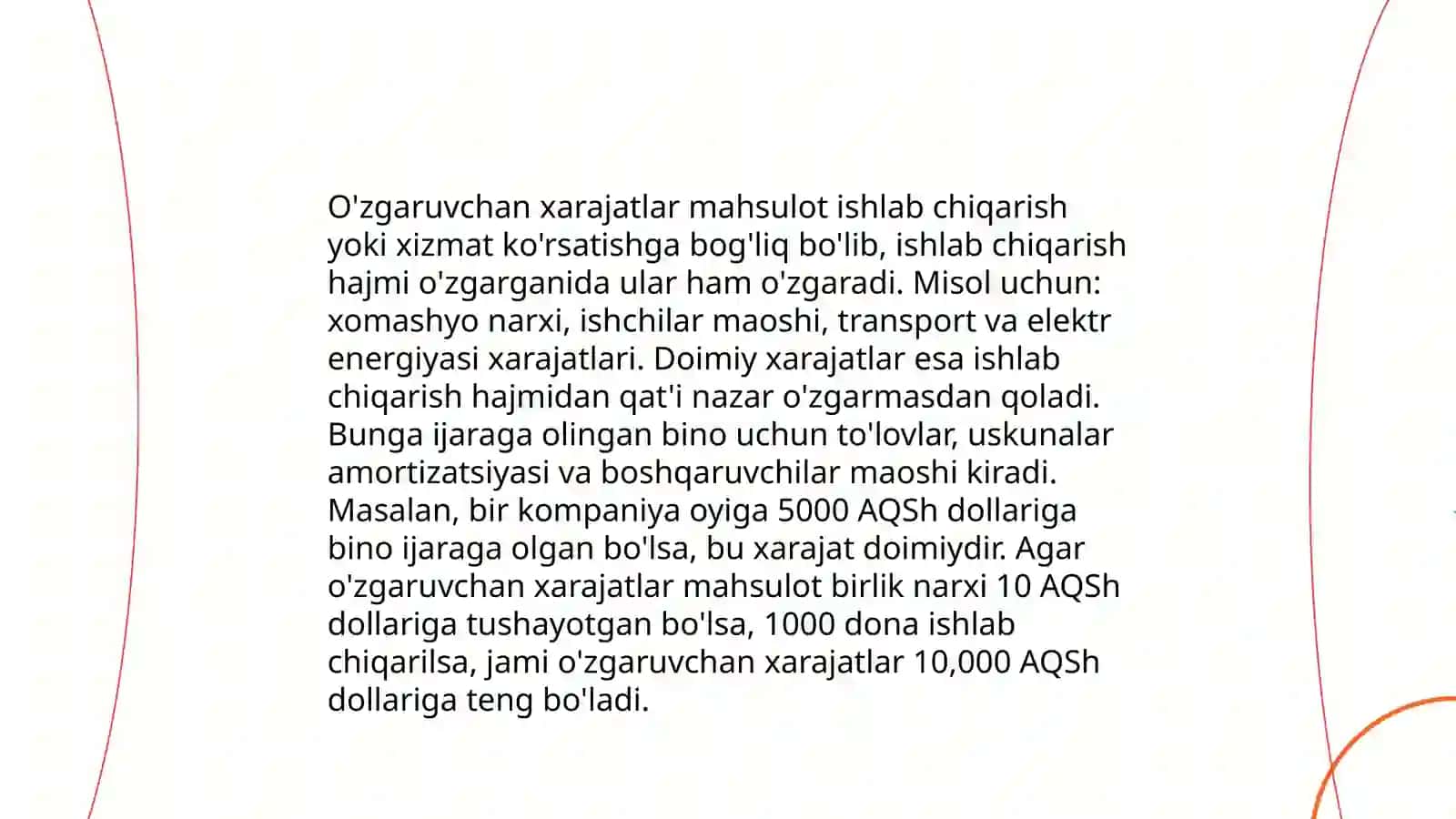 Ishlab chiqarish xarajatlari va foydalari 4
